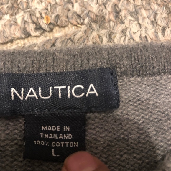 Náutica mens’s sweater white and grey striped size large - Picture 9 of 9